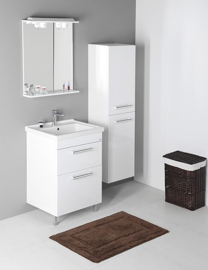 VEGA skříňka vysoká s košem, 40x150x31cm, bílá VG160