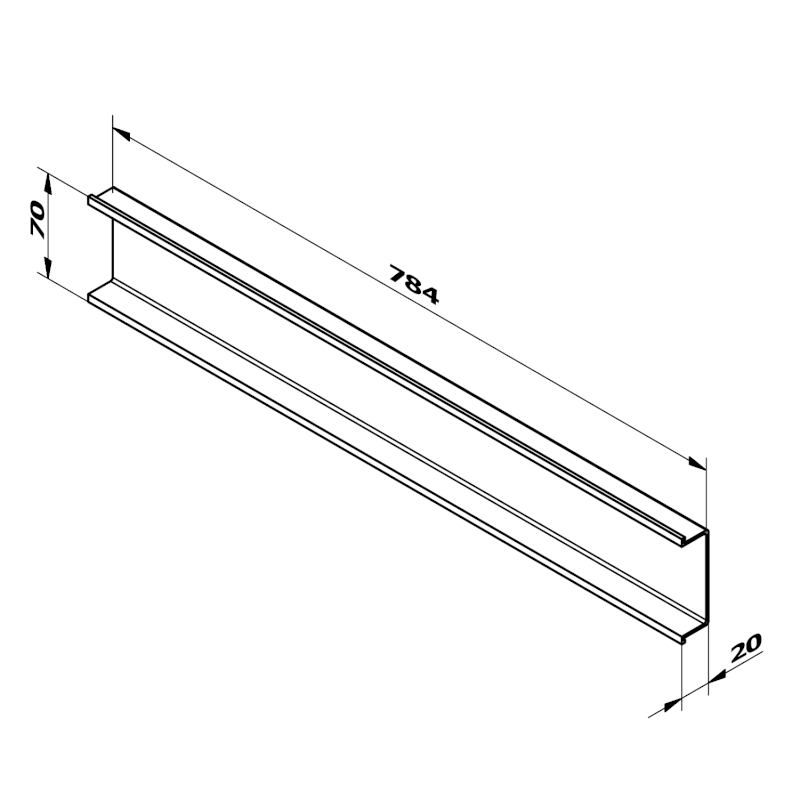 CHANEL dekorační lišta mezi zásuvky 784x70x20 mm, bílá mat DT803