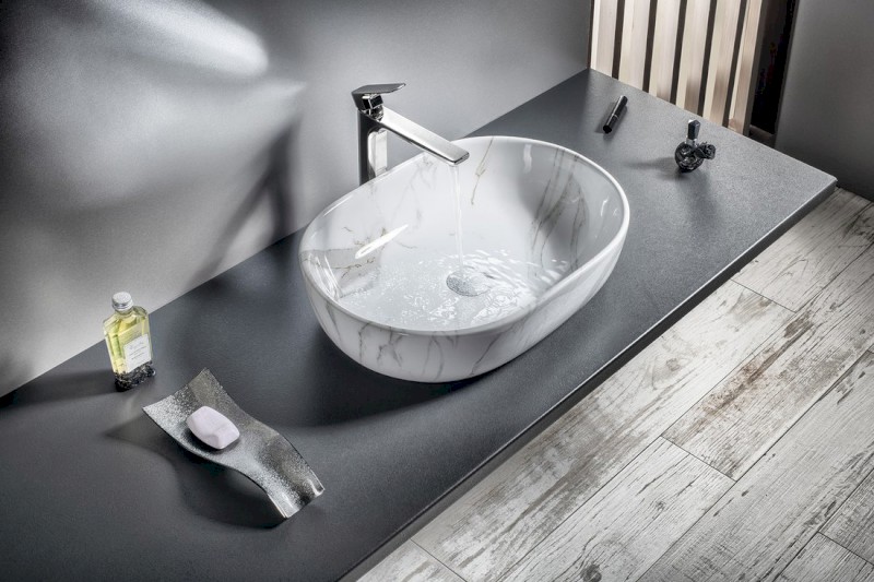 DALMA keramické umyvadlo na desku, 59x42cm, carrara MM417