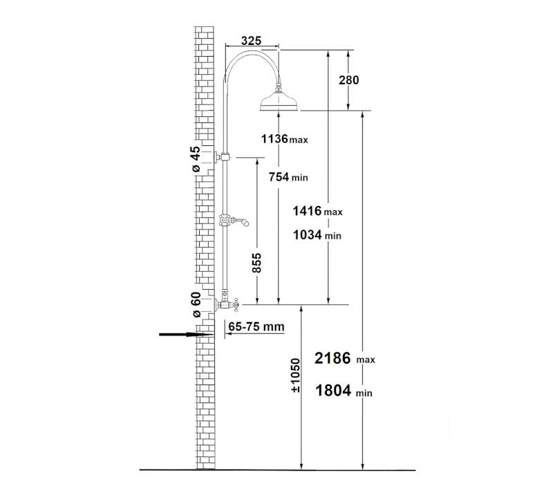 ANTEA sprchový sloup s termostatickou baterií, bronz SET046