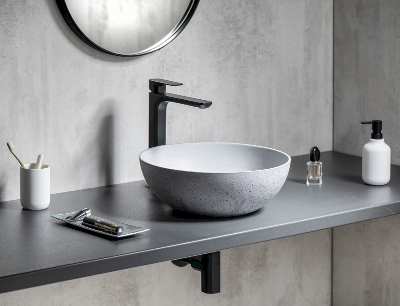 FORMIGO betonové umyvadlo na desku, Ø 39cm, šedá mat FG317