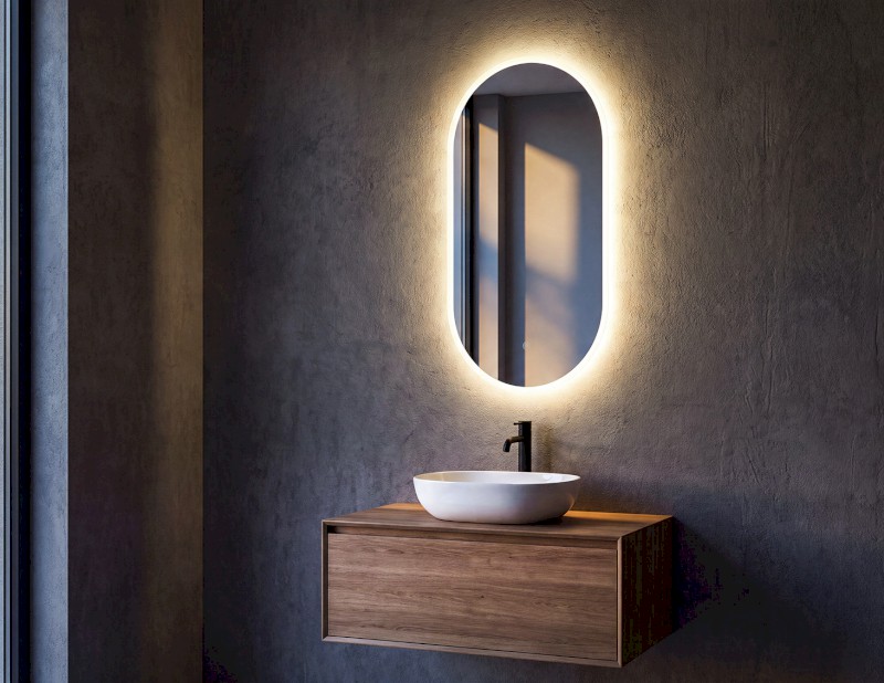 MAGARA oválné zrcadlo s LED osvětlením 45x80cm, dotykový senzor, stmívatelné MG045
