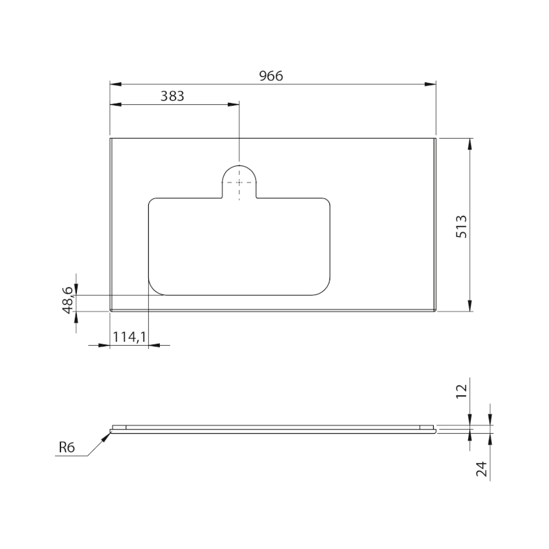 BRAHEA deska rockstone s otvorem 96,6x51,5cm, levá, bílá mat BT097-0101-L