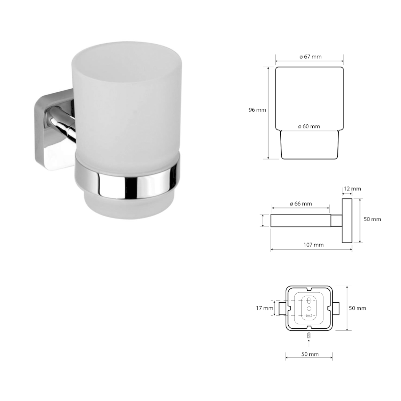 INSIA sklenka, mléčné sklo, chrom IS004