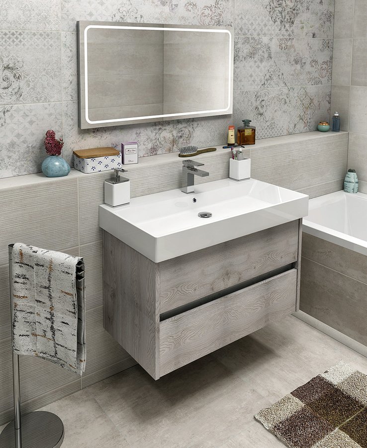 NIRONA umyvadlová skříňka 95x51,5x43 cm, dub Mocca NR100-1212