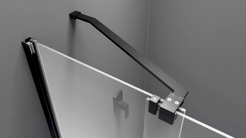 ROLLS BLACK sprchové dveře do prostoru 1400 mm, výška 2000 mm, čiré sklo MS5-140B