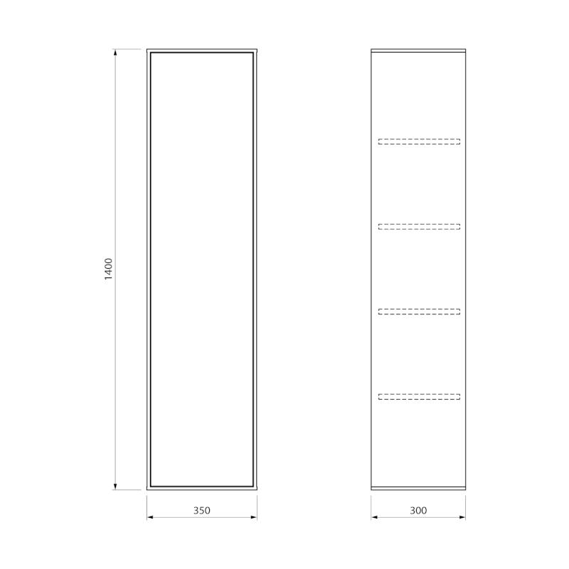 ZANYA  vysoká skříňka 35x140x30cm, bílá mat/dub emporio ZA140