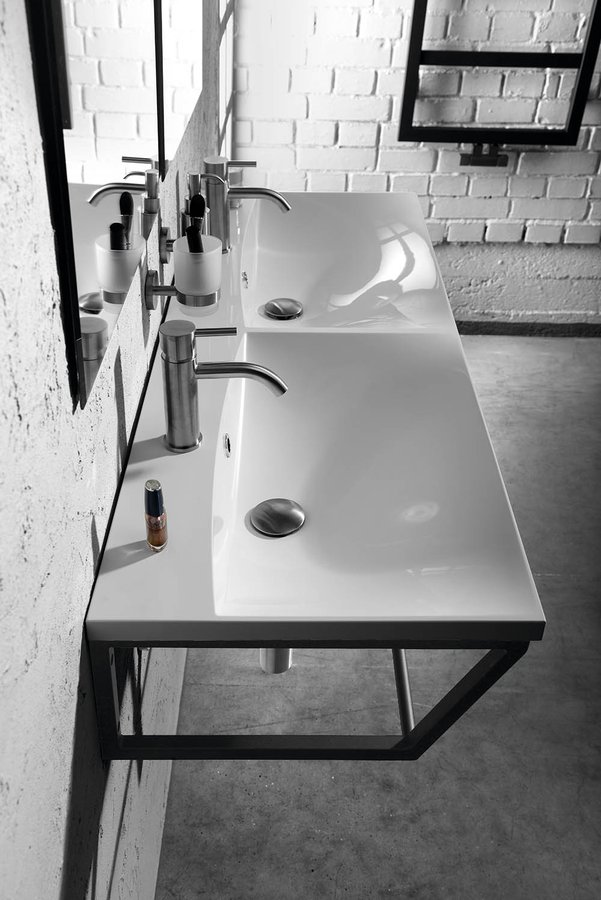 MARIA dvojumyvadlo, litý mramor, 120x46cm, bílá MA120