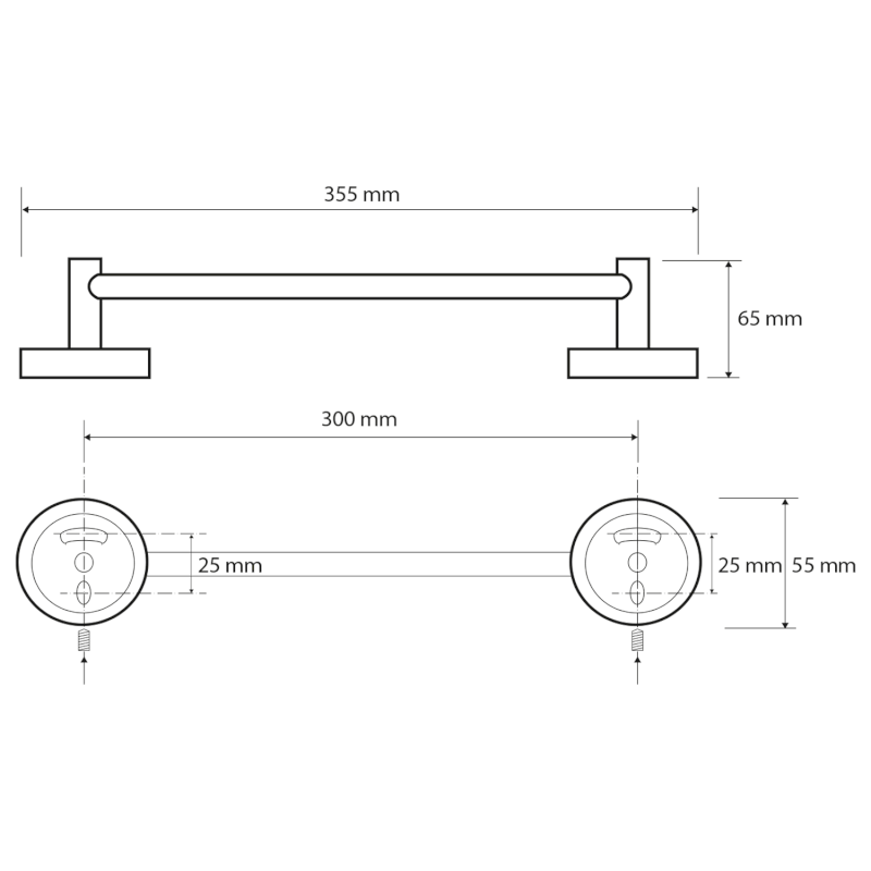 X-ROUND E držák ručníků 300mm, chrom XR406