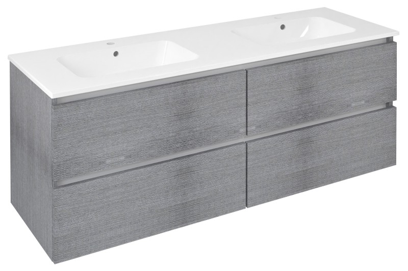 EZARA dvojumyvadlová skříňka 140x55x46cm, dub stříbrný EZ141-1111