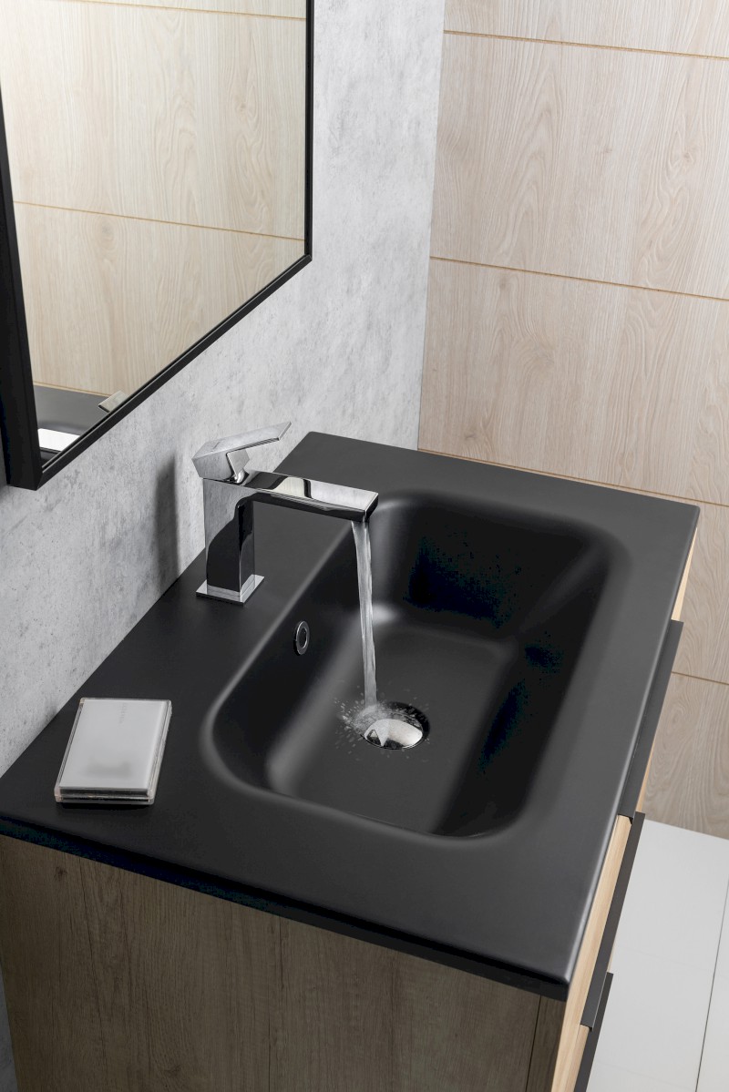 SIDRA umyvadlo, litý mramor, 81x46cm, černá mat SD081B