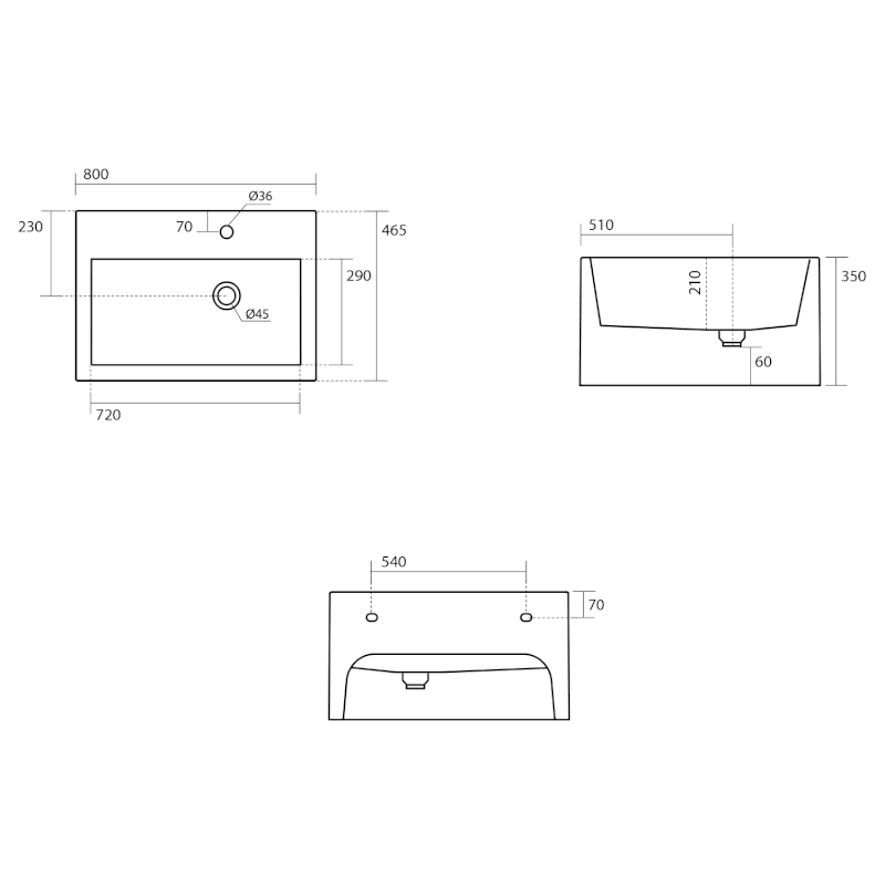KANAAL keramické umyvadlo 80x46,5cm, verde mat 574111