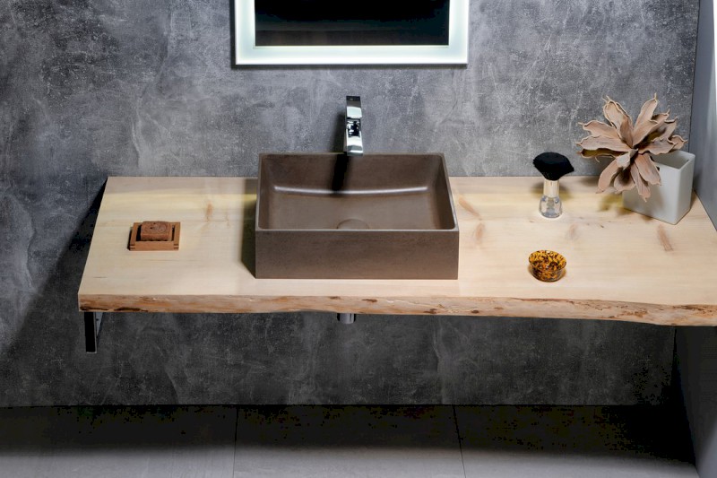 FORMIGO betonové umyvadlo na desku, 47,5x36,5cm, tmavě hnědá mat FG115