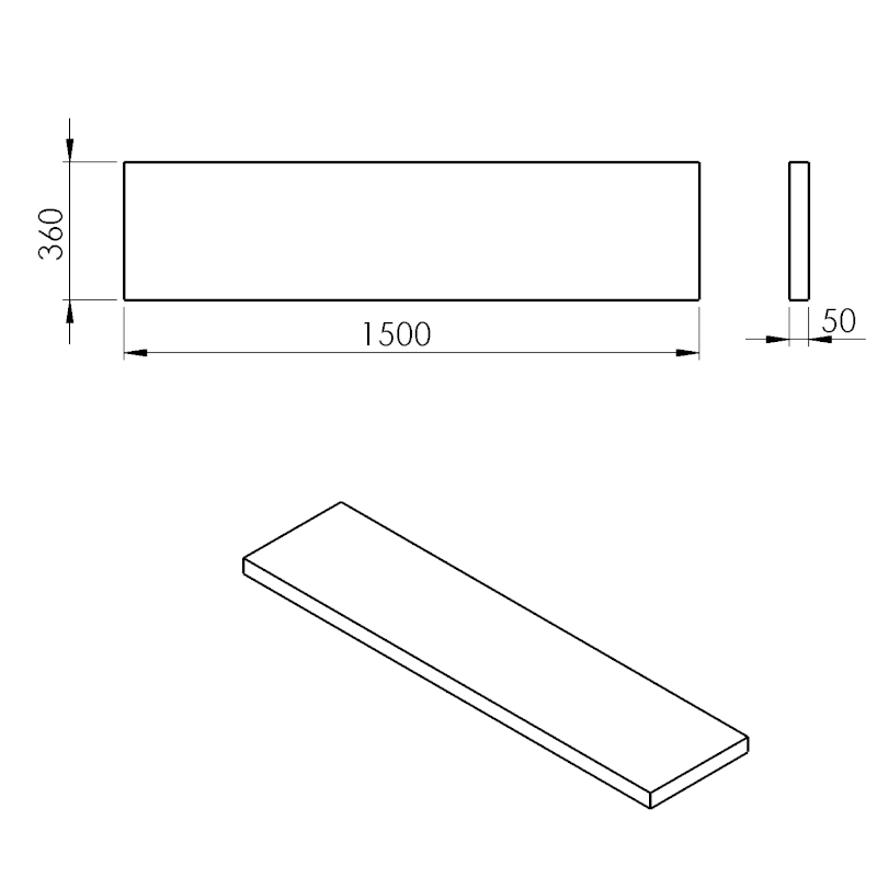 AVICE deska pod umyvadlo 150x36cm, tl.5cm, dub tmavý AV15611