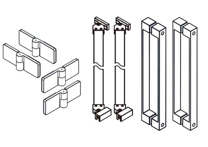 TRINITY komponenty dveří pro rohový vstup, zlato mat GT22G