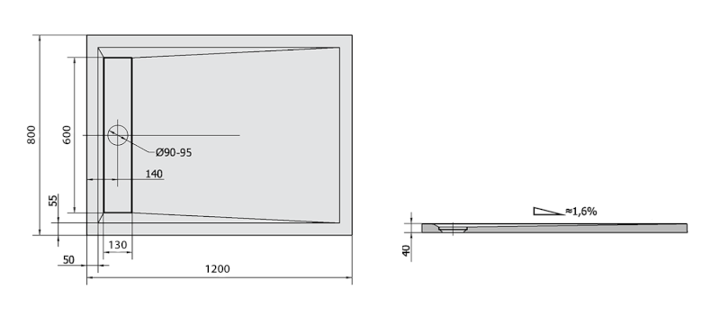 VARESA sprchová vanička z litého mramoru se záklopem, obdélník 120x80cm, bílá 71604