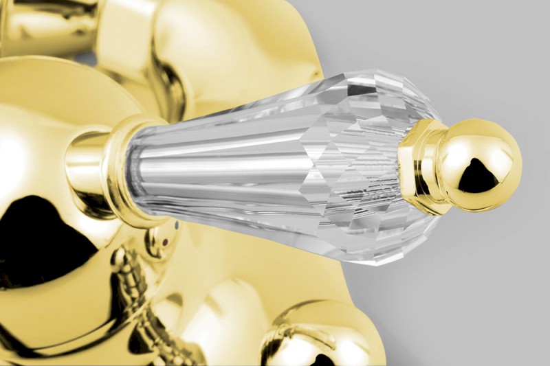 KIRKÉ CRYSTAL nástěnná vanová baterie, páčka krystal, zlato KI10KZ