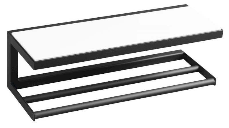 SKA nástěnná police 450x140x160mm, černá mat s bílou MDF deskou SKA401