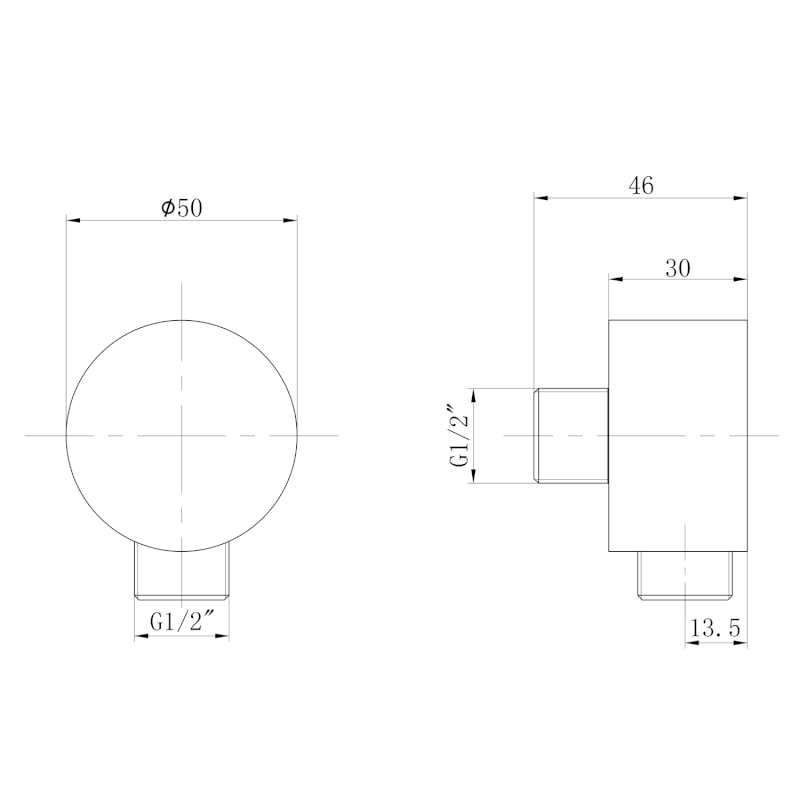 Vývod sprchy, průměr 50mm, černá mat SC371B
