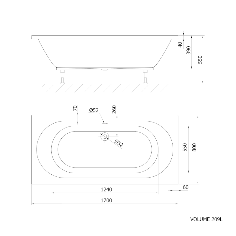 JIZERA vana 170x80x39cm, bílá G1780