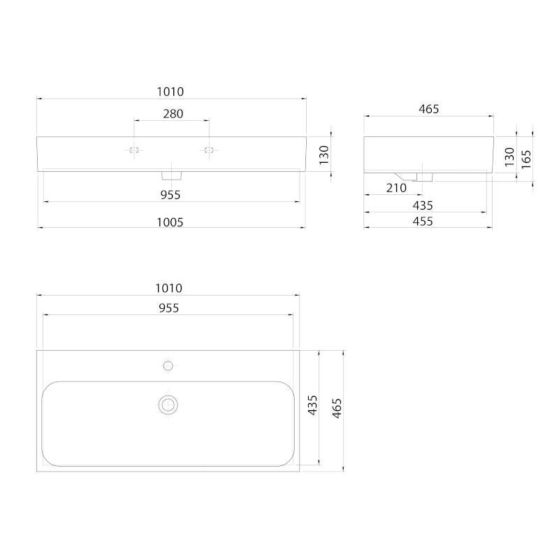 TORIDI keramické umyvadlo 101x46,5cm, bílá TU0221