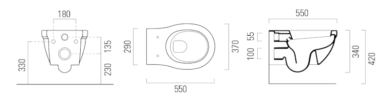 CLASSIC závěsná WC mísa, 37x55cm, bílá ExtraGlaze 871211