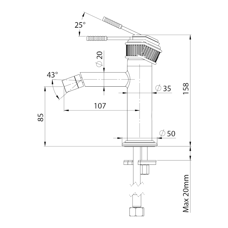 VERSI stojánková bidetová baterie, chrom RV003