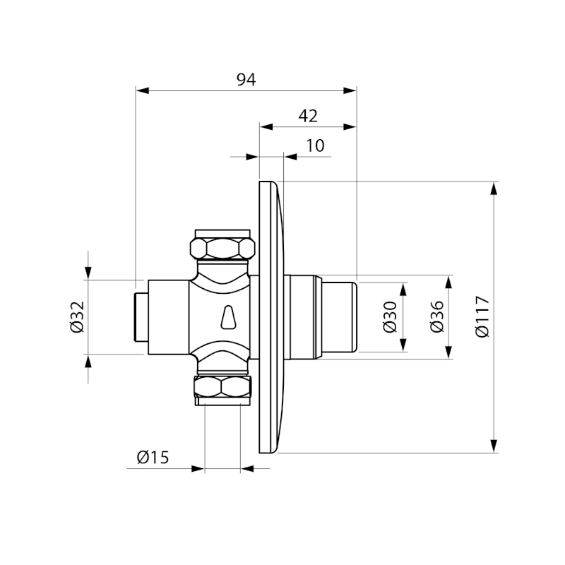 TEMPOR samouzavírací podomítkový ventil pro urinál, chrom 937.750.1