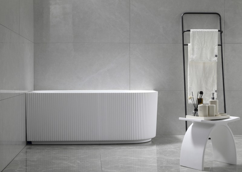 TIBERA STRIP L rohová stojící vana, 150x75cm, bílá E1047G