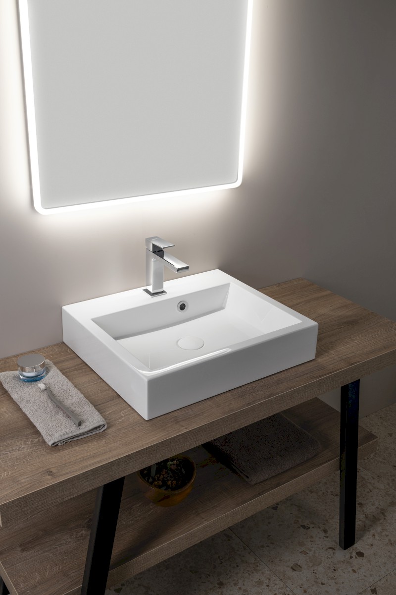 ORINOKO umyvadlo, litý mramor, 50x42cm, bílá OR050