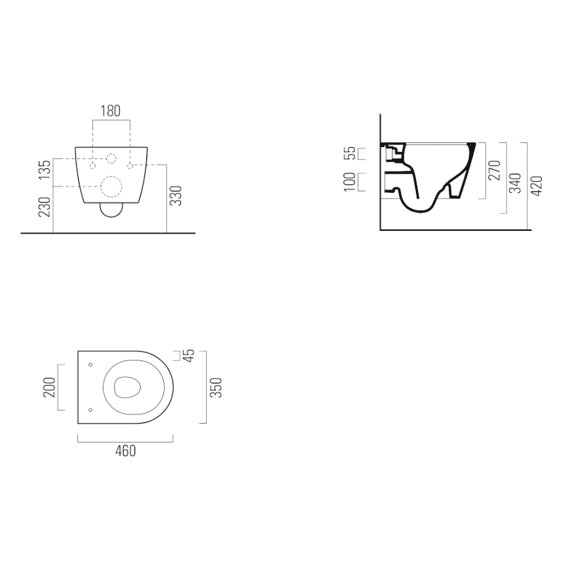 PURA SHORT závěsná WC mísa, Swirlflush, 35x46cm, bílá ExtraGlaze 880211