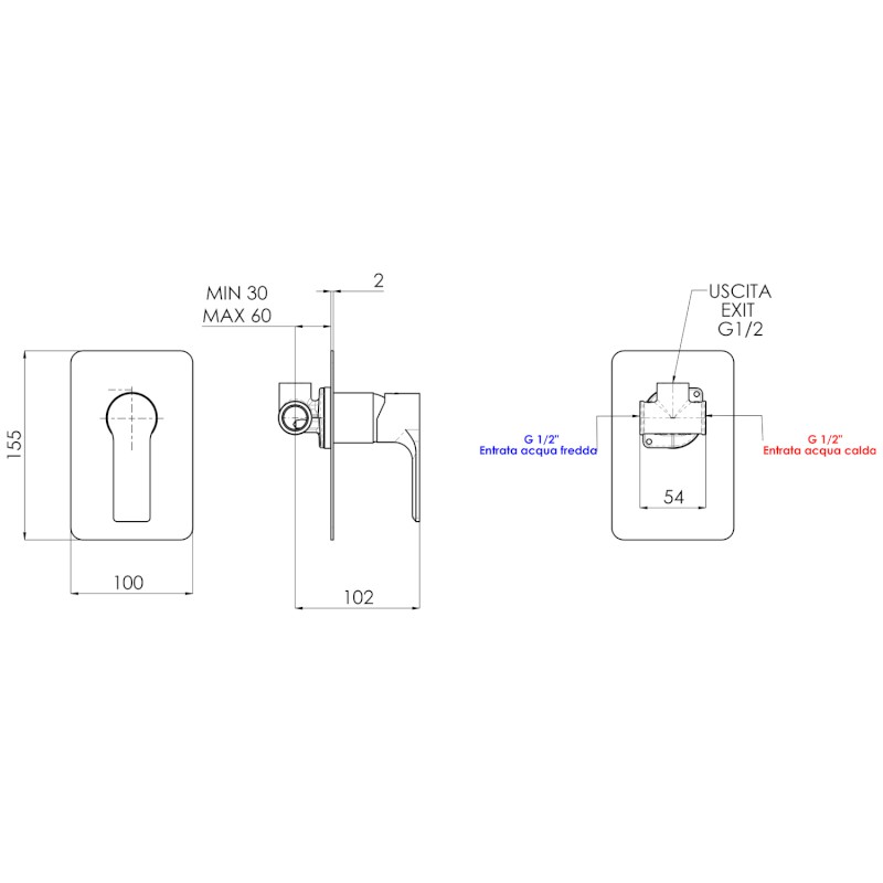 PAX podomítková sprchová baterie, 1 výstup, bílá mat XA41/14