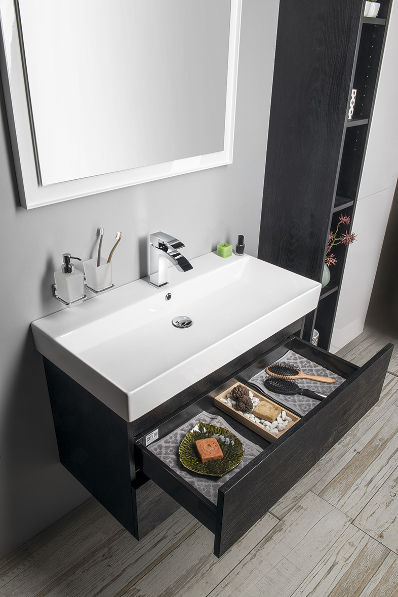 ODETTA umyvadlová skříňka 82x50x43,5cm, dub černý DT085-1818