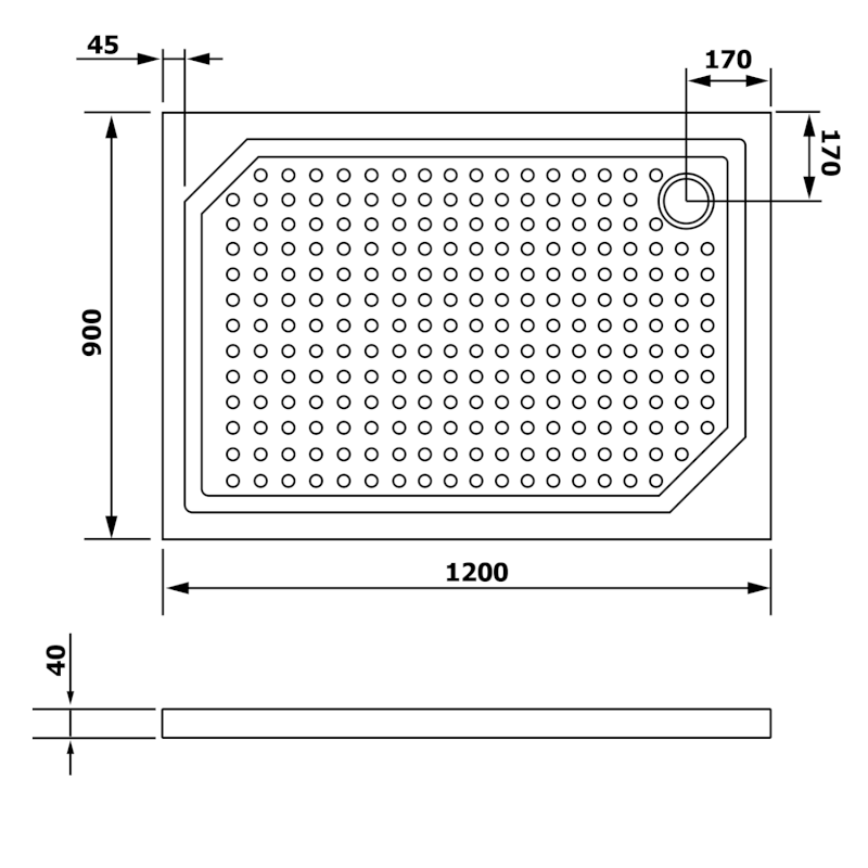 SARA sprchová vanička z litého mramoru, obdélník 120x90cm, bílá GS12090