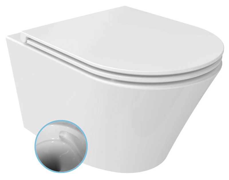 PACO závěsná WC mísa, Vortex Rimless, 36x53cm, bílá PZ1012V