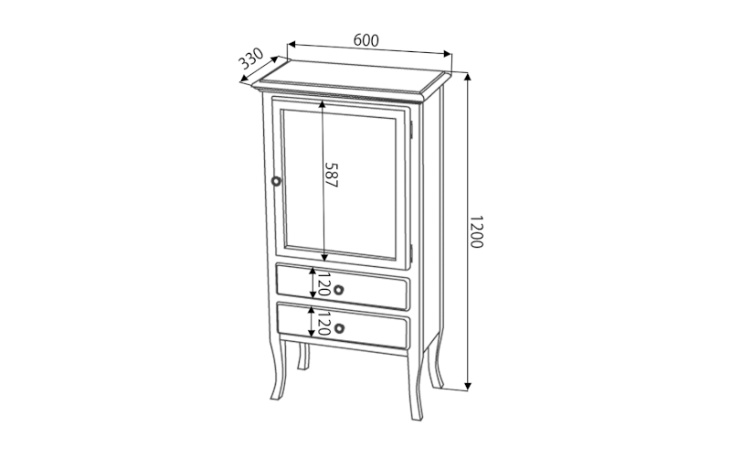 RETRO skříňka 60x120x38cm, buk, levá 1709
