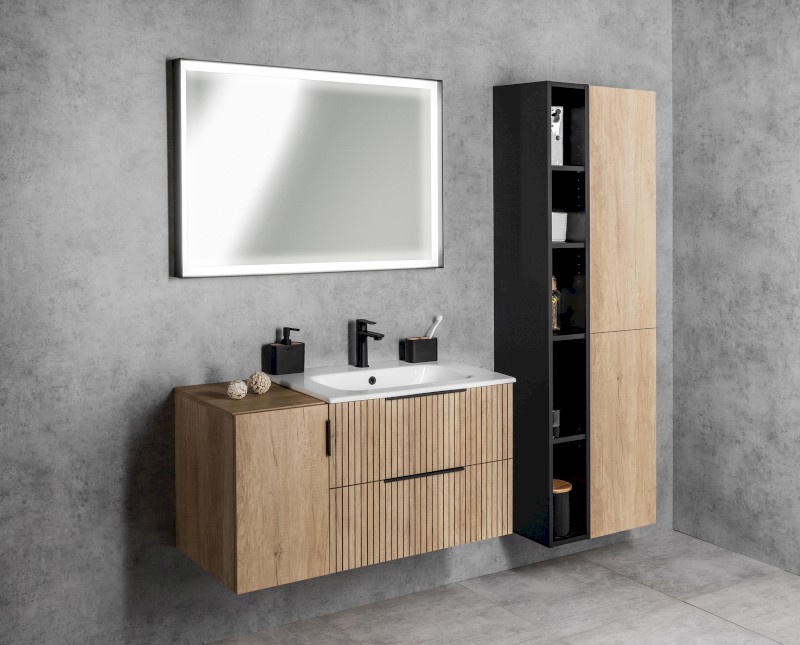 SORT zrcadlo s LED osvětlením 100x70cm, černá mat ST100