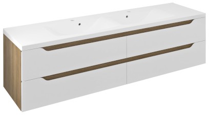 WAVE dvojumyvadlová skříňka 179,7x50x47,8cm, bílá/dub cuneo WA180-3025