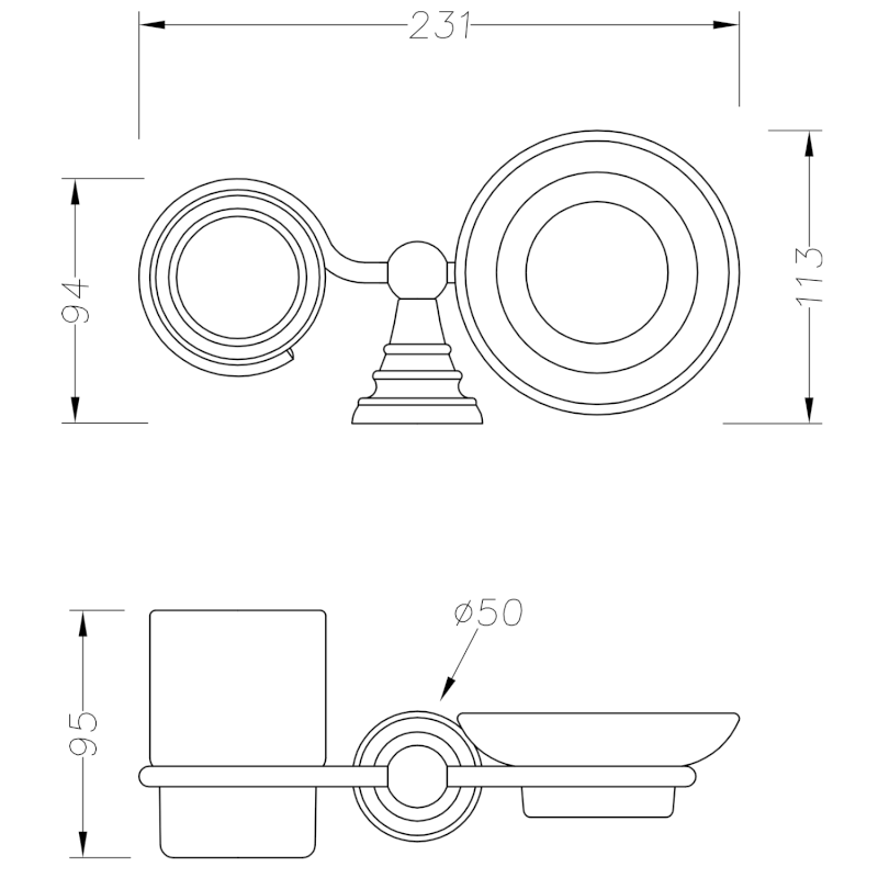 DIAMOND držák kartáčků s mýdlenkou, mléčné sklo, chrom 1317-04