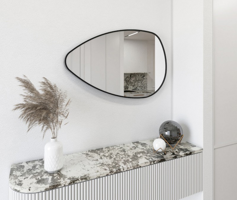 STEN zrcadlo v rámu 80x51cm, černá mat NA380