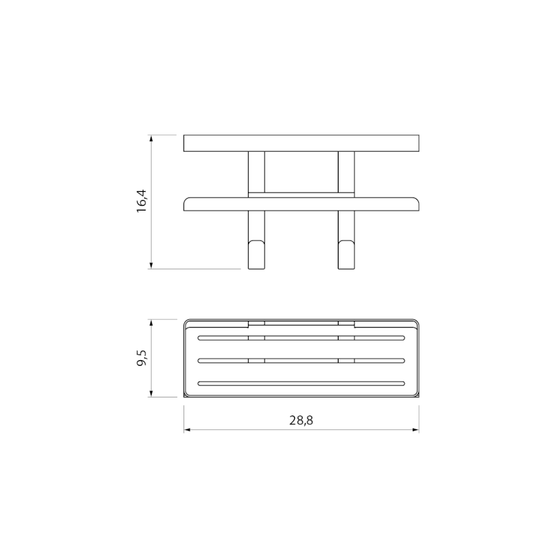 MYLINE polička do sprchy, 241x30x111mm, černá mat 105T10001