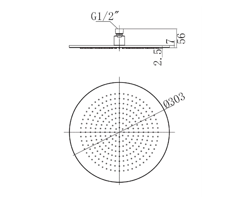 Hlavová sprcha, průměr 300mm, chrom 1203-03