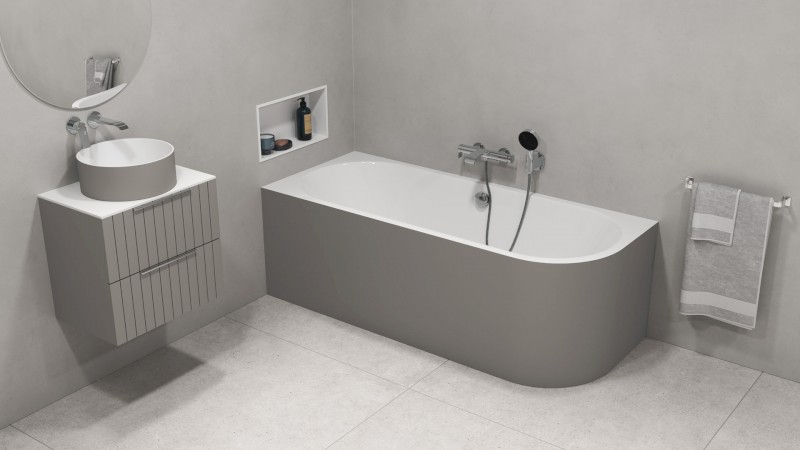 VIVA L MONOLITH asymetrická vana 170x75x60cm, bílá/agila 70119M.43