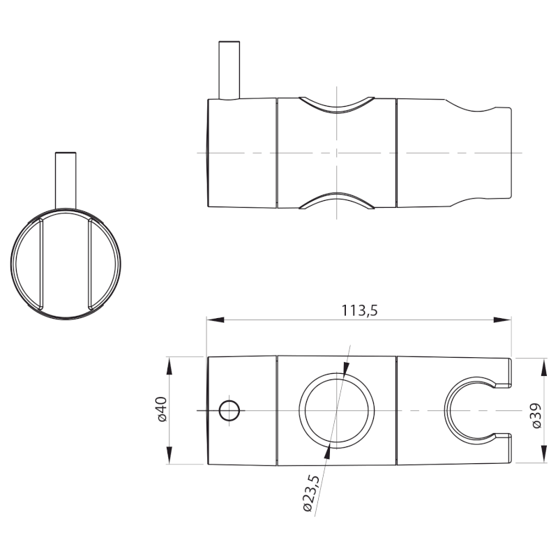 Držák pro sprchovou tyč 23mm, ABS/chrom NDKJ139