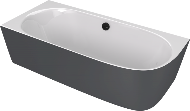 SUSSI L rohová stojící vana litý mramor 160x70x49,5cm, bílá/antracit mat 90191L.52