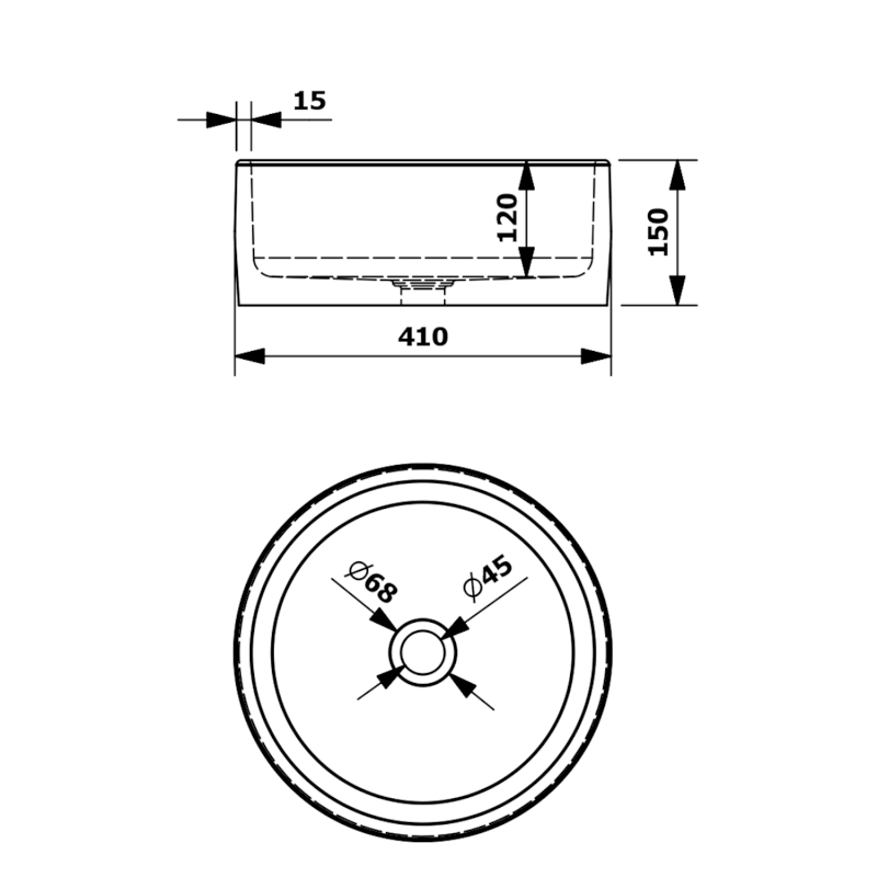 PRIORI keramické umyvadlo na desku, Ø 41 cm, modré květy PI038