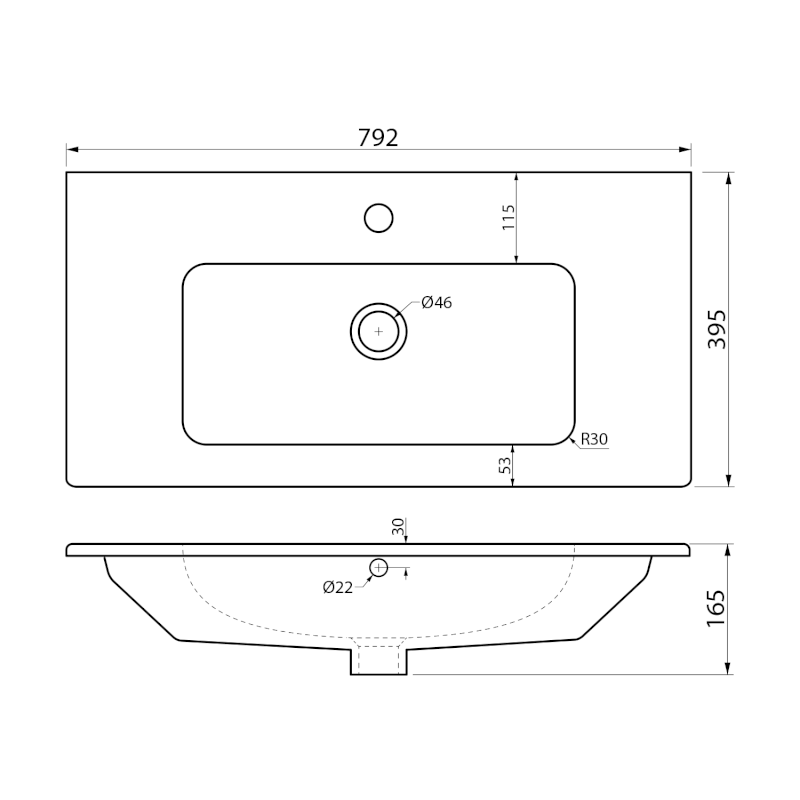 PRACTICO keramické umyvadlo nábytkové 80x40cm, bílá 44080