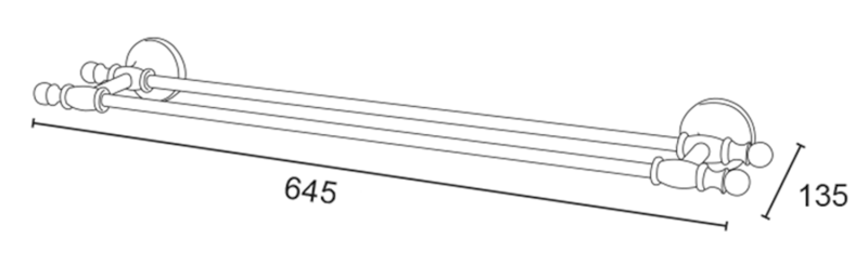 PERLA dvojitý držák ručníků 645mm, růžové zlato PE0127