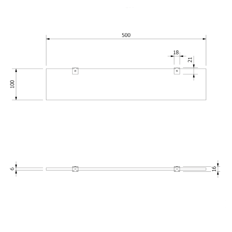 SAMBA skleněná police 500mm, chrom SB115