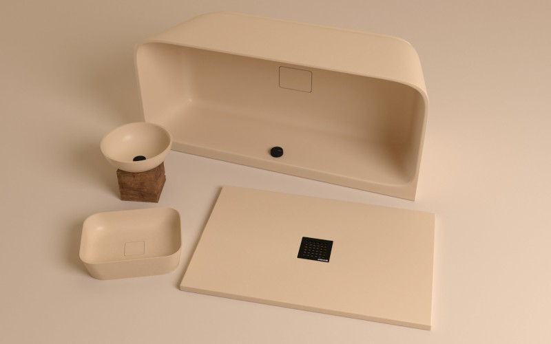 FLEXIA vanička z litého mramoru s možností úpravy rozměru, 130x90cm, béžová mat 72896.81